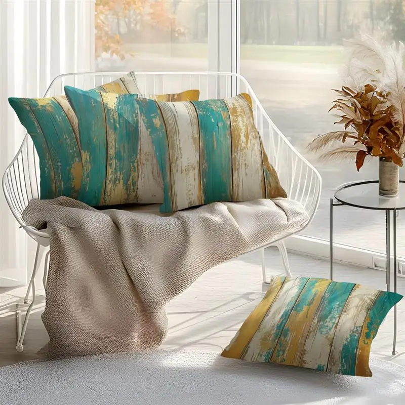 Gold Foil Beige Wood Grain Cushions Pillowcase Printed Polyester 45x45cm Throw Pillow Cover Decorative Sofa Cushion Pillowslip