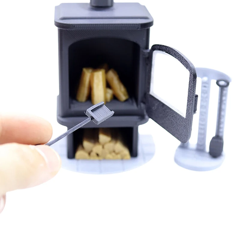 Accessoires de meubles pour maison de poupée: modèle de cheminée de poêle de cheminée Mini 1/12