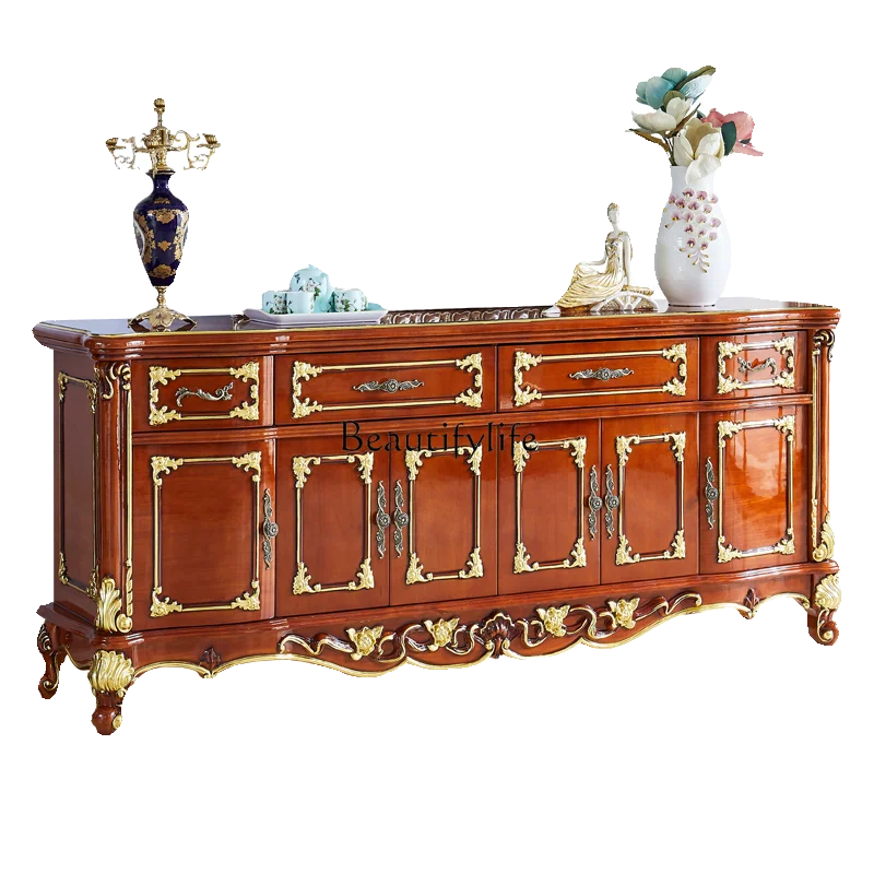 

European marble dining side cabinet full solid wood living room entrance partition bedroom locker