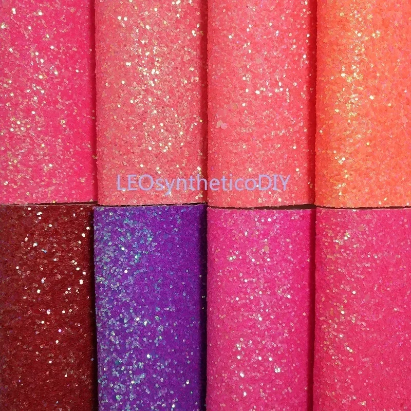 Synthetic Letaher Cuero Sintetico Fluo Neon Chunky Glitter Leather For Making Bows Accessories LEOsyntheticoDIY GM3138A