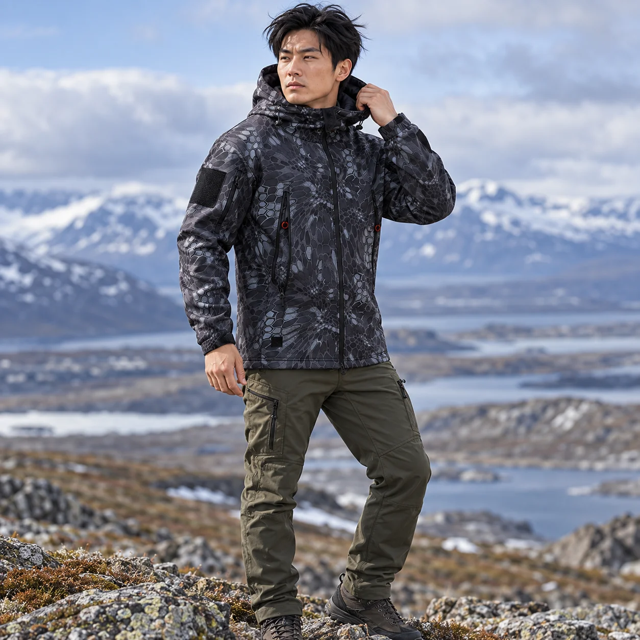 Military Shark Skin Soft Shell Jackets Men Tactical Windproof Waterproof Jacket Men Army Combat Jackets Mens Hooded Bomber Coats
