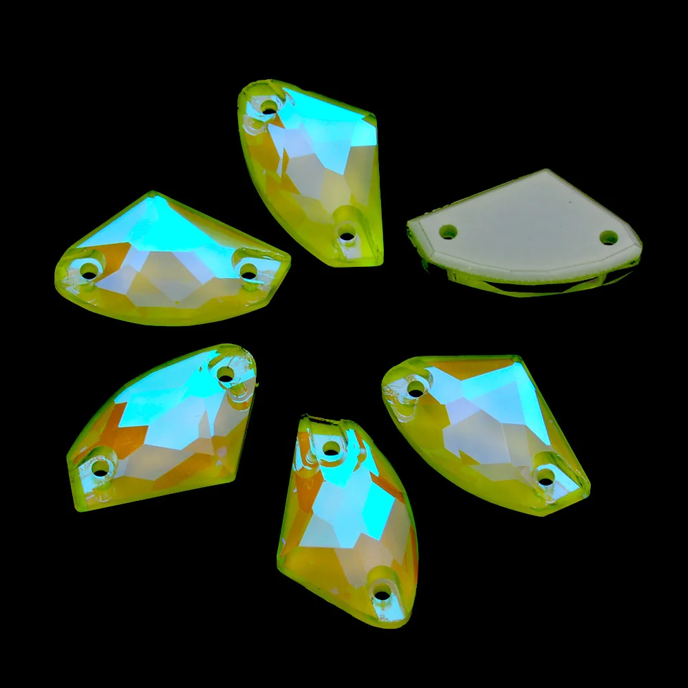 Neonfarbene K9-Glassteine mit galaktischen Kanten und Facettenschliff, flache Rückseite, Strasssteine zur Dekoration von Hochzeitskleidern, aufnähbare Kristalle – Detail 7