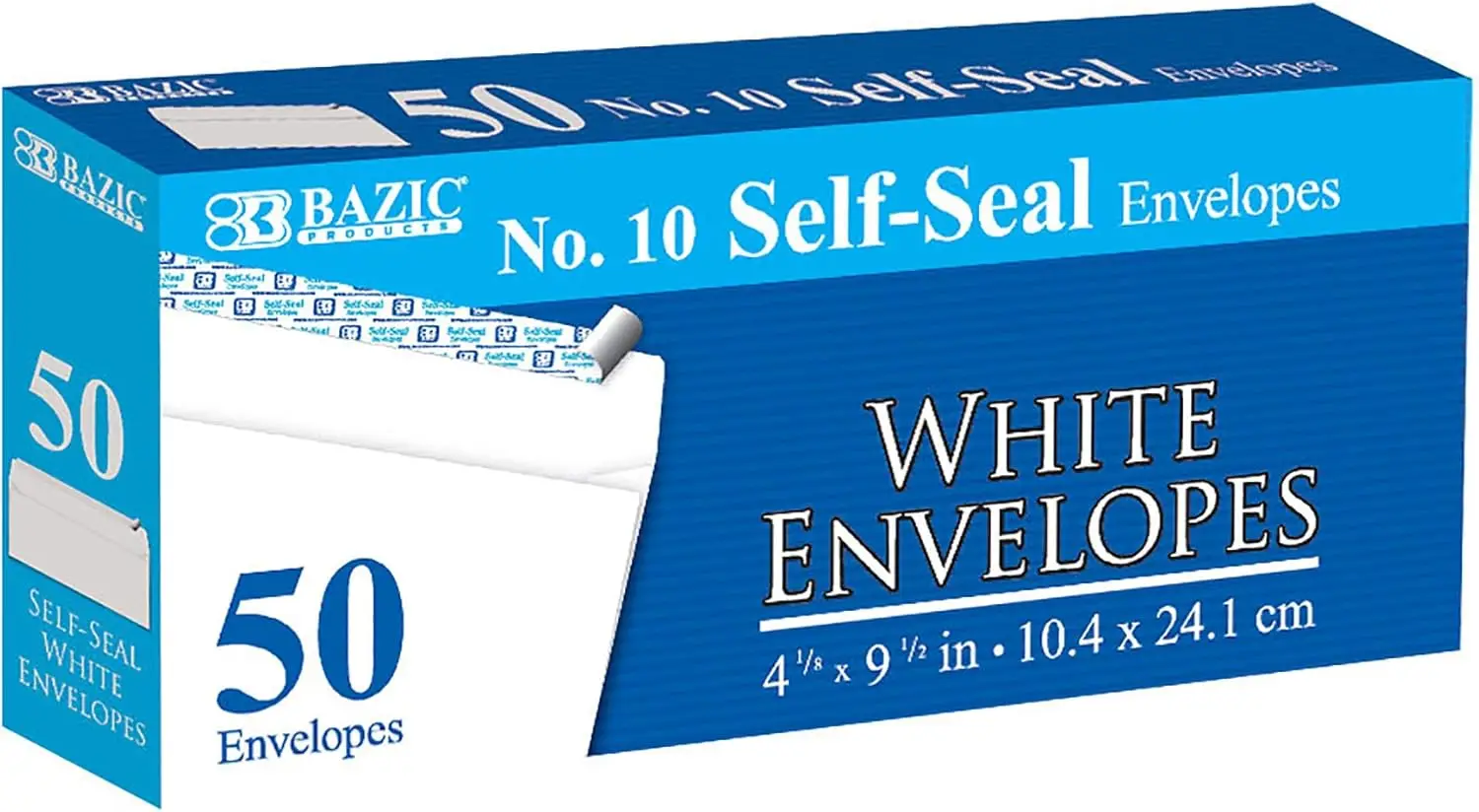 

Self Seal #10 Envelopes 4.125x9.5 inch, Peel & Seal Business Mailers, 50 Pack