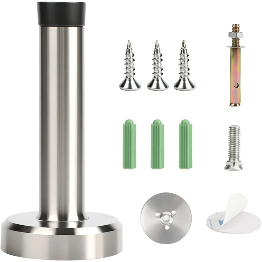 

Wall Mounted Door stoppers Heavy Duty Stainless Steel Door Stop with Rubber Buffer Door Stopper for skirtings Doorstop with Scr