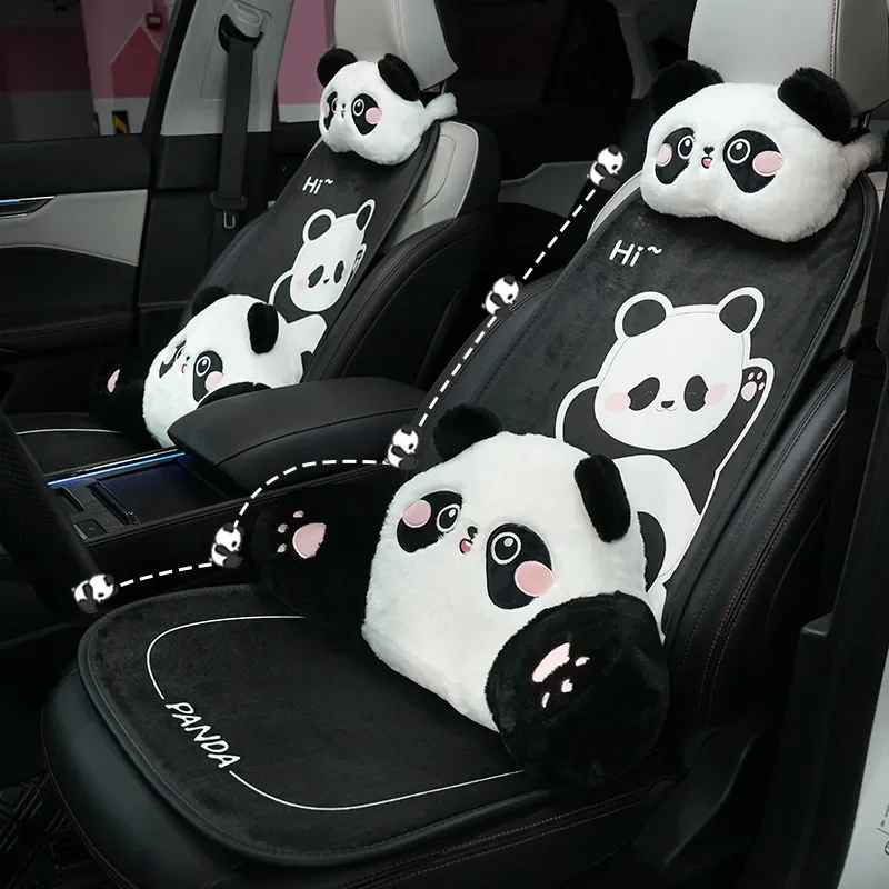 For Toyota Camry Car Plush Cartoon Seat Cushion Autumn Winter Warm Comfortable Cute Panda Seat Cover