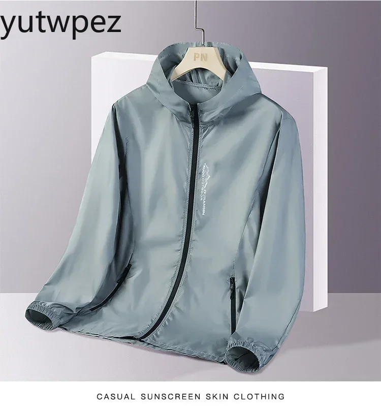 Sport-Laufjacke für Herren mit UV-Schutz UPF50+, Leichte Sonnenschutz-Windjacke für Sommer, Outdoor-Wandern, Hautschutz-Mantel in Übergrößen – Detail 15