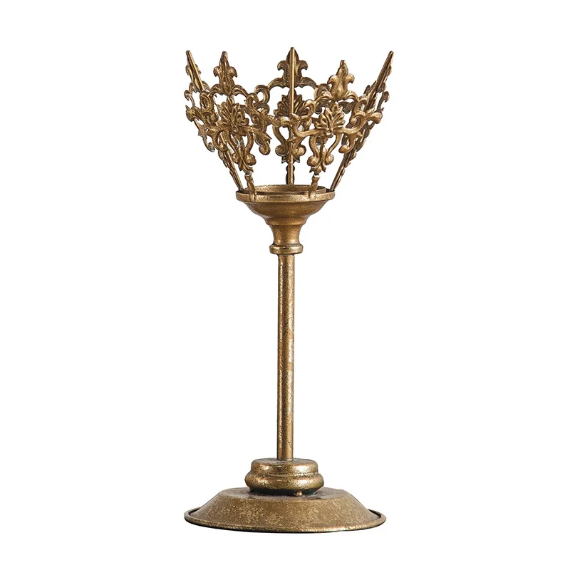 

Crown candle holder set, romantic light luxury wedding photography background decoration ornament retro and old candle holder