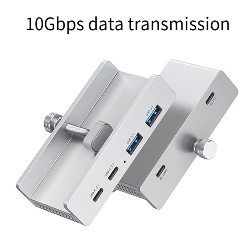 4 Ports USB 3.2 HUB 3.2 Aluminium Power Supply USB3.2 Splitter Adapter Clip Multi Concentrator 10G PC Accessories Hub,A-A56M
