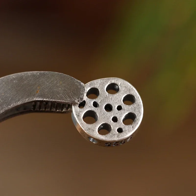 Vintage Pure Silver Creative Porous Lotus Root Slices Incense Insert Home Indoor/study/office/tea Room/yoga Room Joss Stick Tool