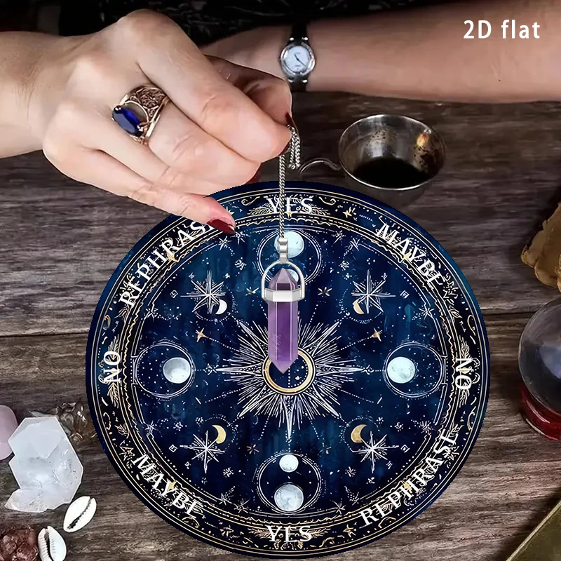 Sun and Moon Phases Astrology Rubber Pendulum Board Mysterious Altar Decor Suitable for Astrology Games Pad & Pendulum Scrying