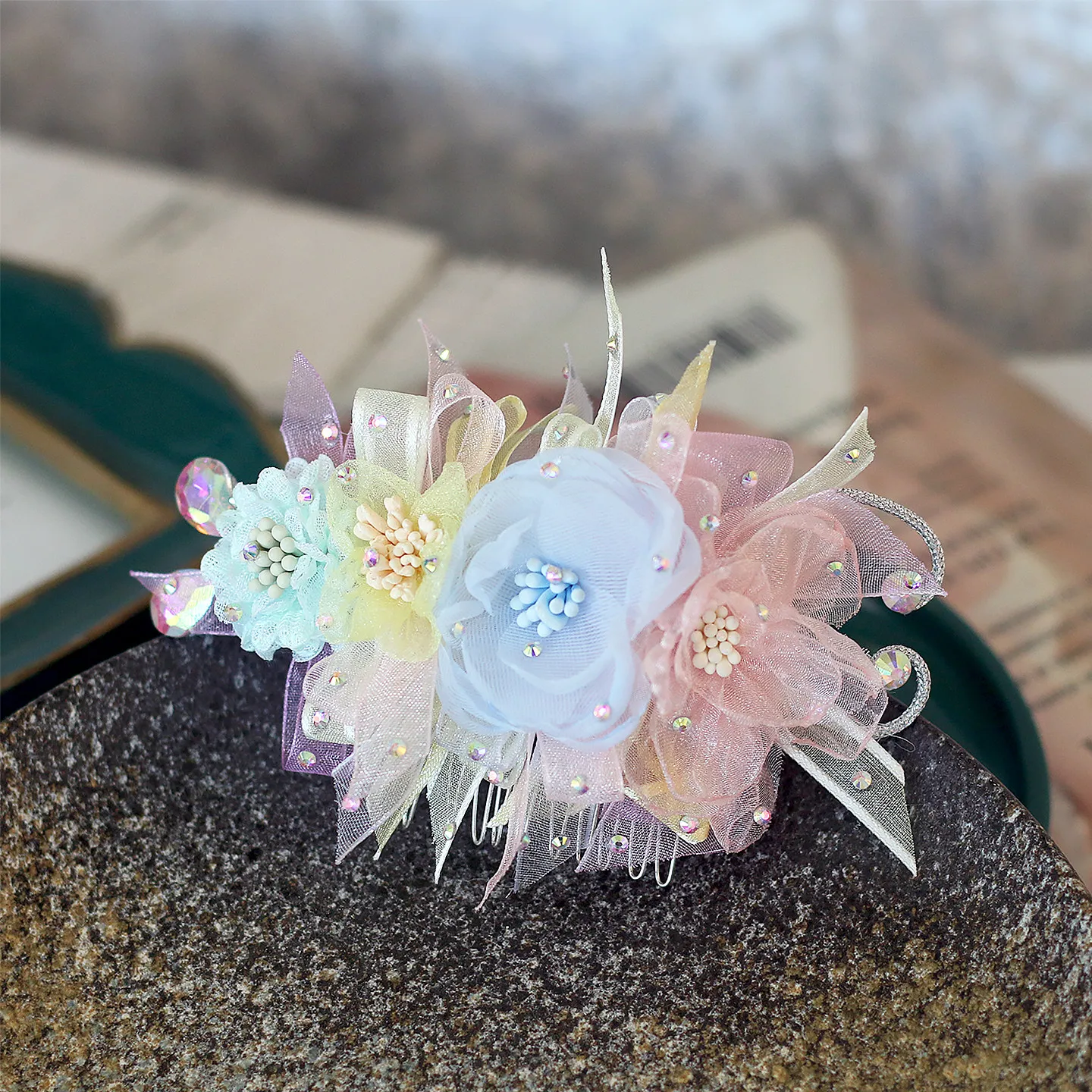 Ballet Flower Hair Decor Daily Flower Toothed Comb Giselle Gabriella Small Haircomb Inverted Comb Insert Comb Dopamine