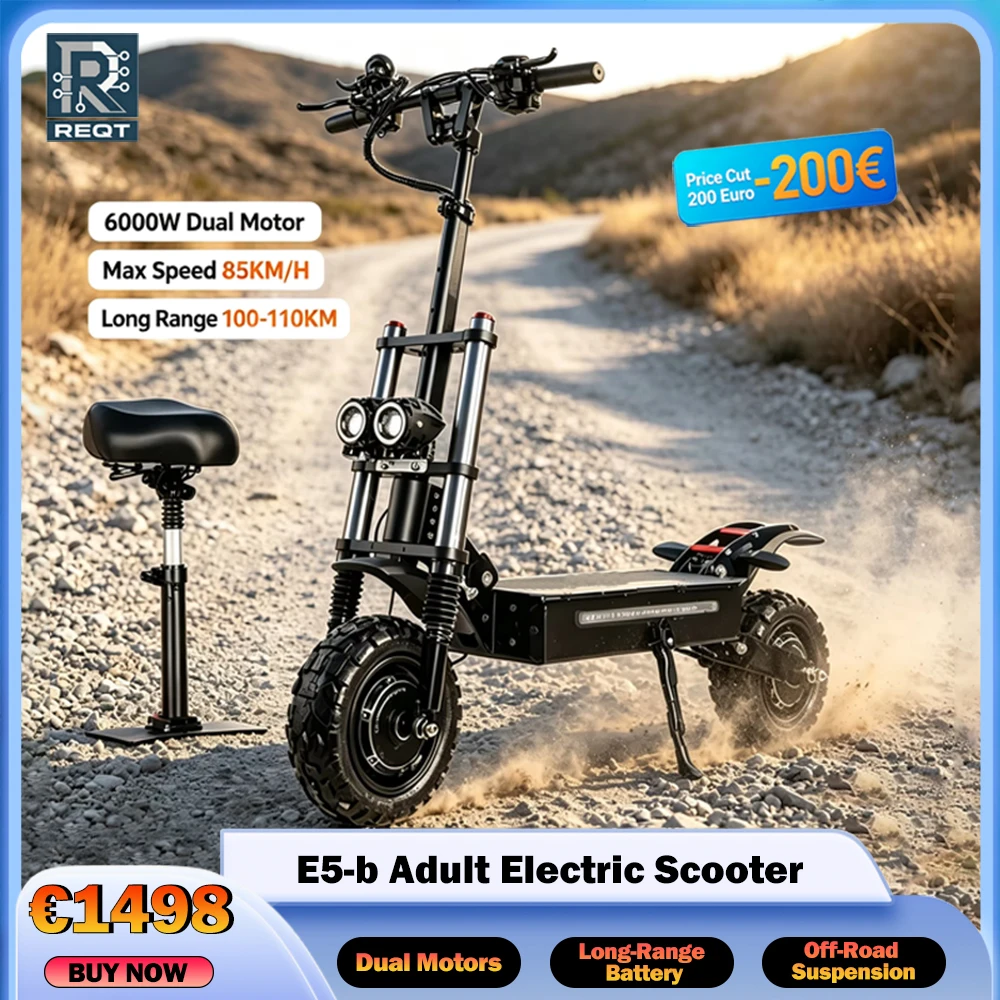 MP50 Elektroroller 6000W 60V 38AH Klappbarer Langstrecken-Offroad-Elektroroller 11 Zoll 85 km/h Elektroroller