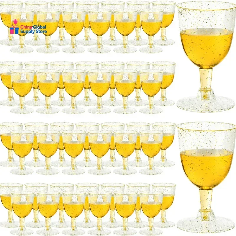 25/50pcs 150ml Disposable Cups Sparkling Champagne Bar Cups Plastic Champagne Clear Toasting Glasses for Weddings Party