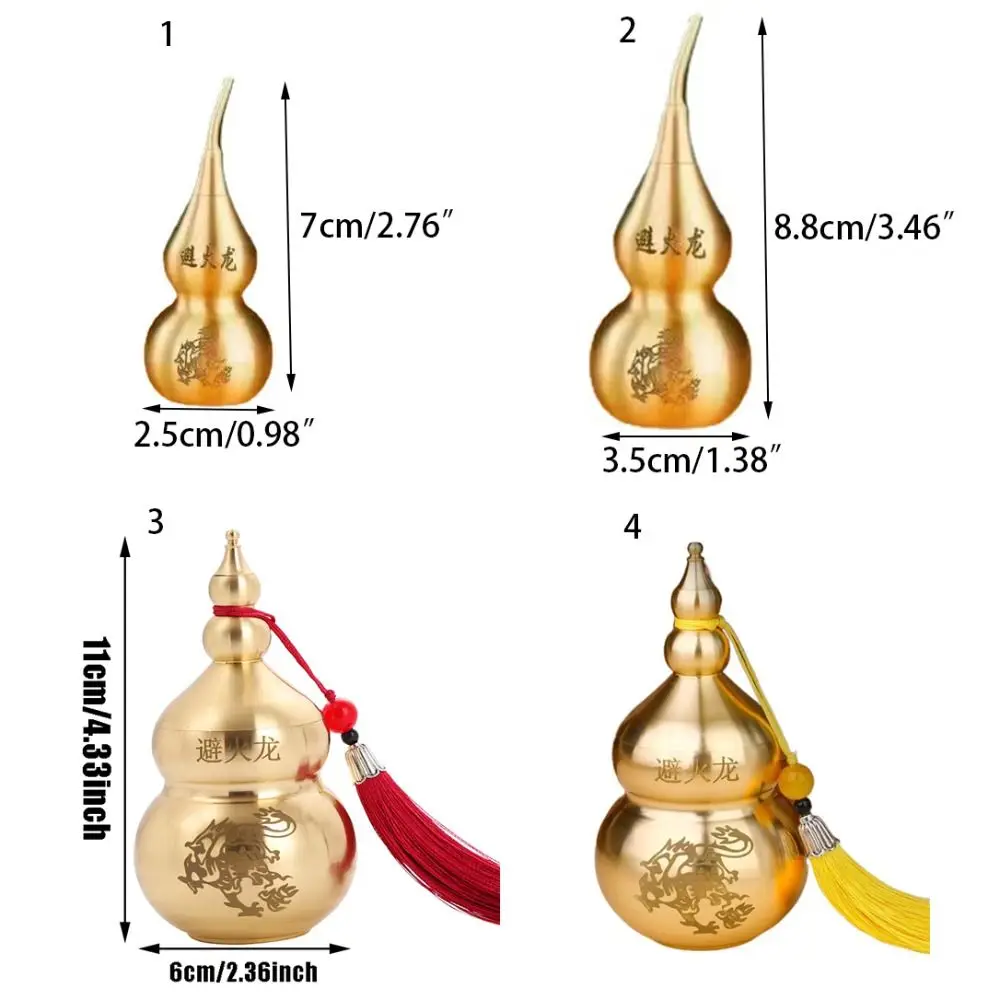 Feng Shui Chinese Brass Wu Lou Gourd, Treasure Statue Home Decoration Table Bookshelf Ornaments, Fortune Protection