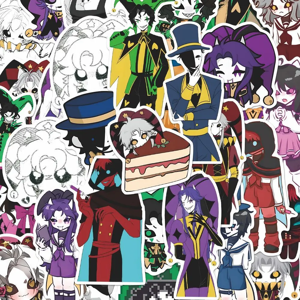 Autocollants de cirque et d'anime, Pierrot Harlequin, fournitures scolaires, papeterie pour étudiants, Kawaii, décoration pour ordinateur portable, étui de téléphone, cadeau pour ami
