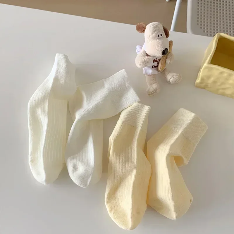 Suxinaimin Socks for Women in Spring and Summer Japanese Vertical Striped Socks Cream Low-Top Cotton Socks Ins Trendy Socks