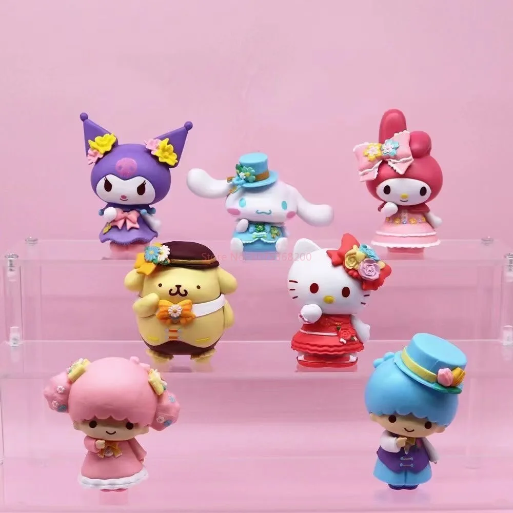Venda quente autêntica sanrio primavera flor boneca minha melodia pequena estrela dupla cinnamoroll kuromi anime personagem dos desenhos animados kawaii t