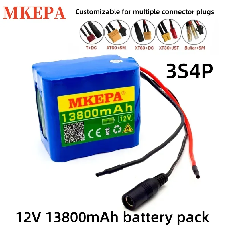 3S4P 12V 13.8Ah BMS 18650 Rechargeable Lithium Battery Widely Used: Instruments Led Lighting Traffic Signs Ship UAV Speaker Etc