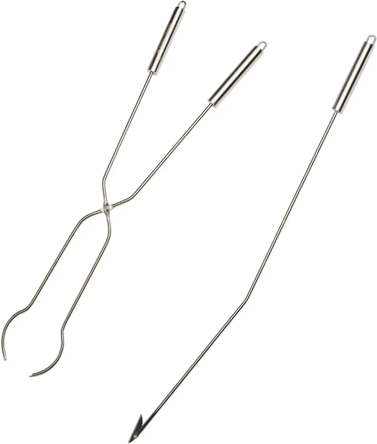 Outdoor Campfires and Bonfires, Stainless Steel 2-Piece Fire Pit Tool Set with Poker and Tongs