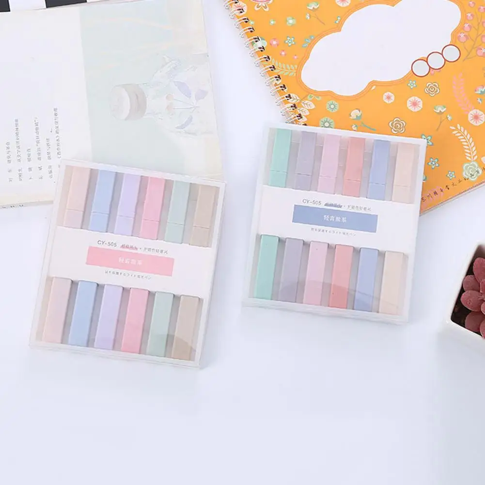 6 ชิ้นปากกาเน้นข้อความสีอ่อนโยนการเขียนเรียบเขียนได้อย่างคล่องแคล่ว 6 สีเรืองแสง Marker นักเรียนเครื่องเขียนสําหรับการเรียนรู้