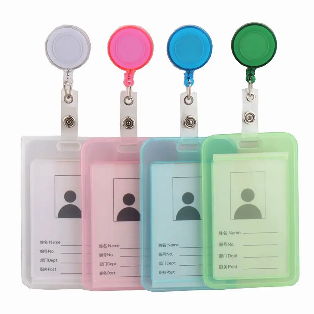 Transparent 5 Colour Card Women Men Student Bus Card Retractable Pull Badge Holder Credit Cards Bank ID Card School Supplies