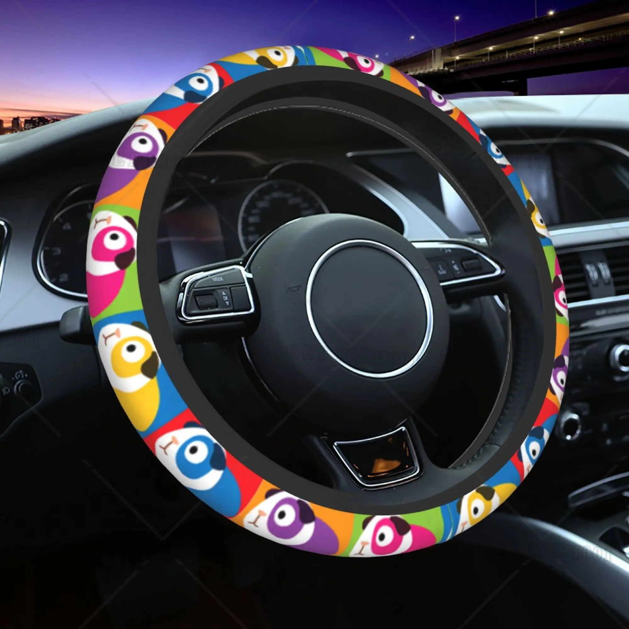 

Cute Colorful Guinea Pig Steering Wheel Covers for Women Men Car Accessories One Size Accesorios Auto Elastic Print