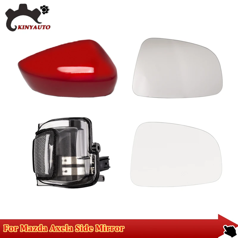 

For Mazda 3 Axela M3 14-19 Side External Rearview Mirror Assy Lens Glass Turn Signal Light Lamp Lid Shell Frame Cover Holder