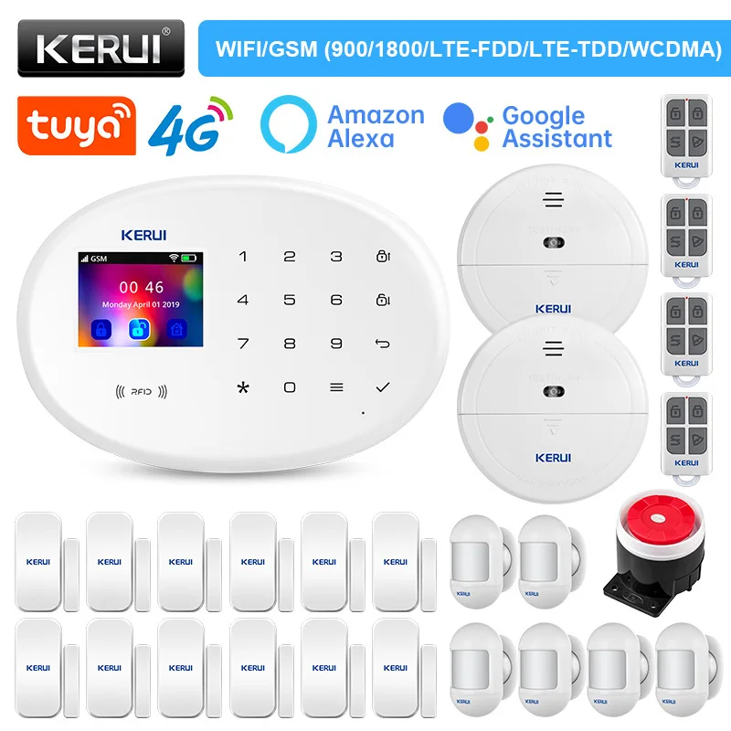 

KERUI Home Alarm Kit W204 Gsm Alarm System 4G/WIFI Smart Life APP Remote Control Motion Sensor Siren