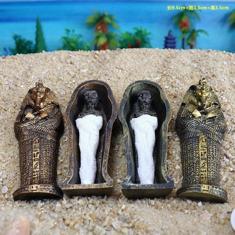 Fashion Egyptian Pharaoh Mummy Egypt King Home Decor Resin Figurine Coffin H9.4cm