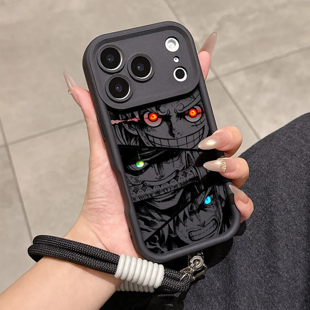 HOT Phone Case for iPhone 18 17e 17 16 15 14 13 12 11 Air Pro Max Mini Plus Soft TPU With Lanyard One Piece Luffy ZoroS