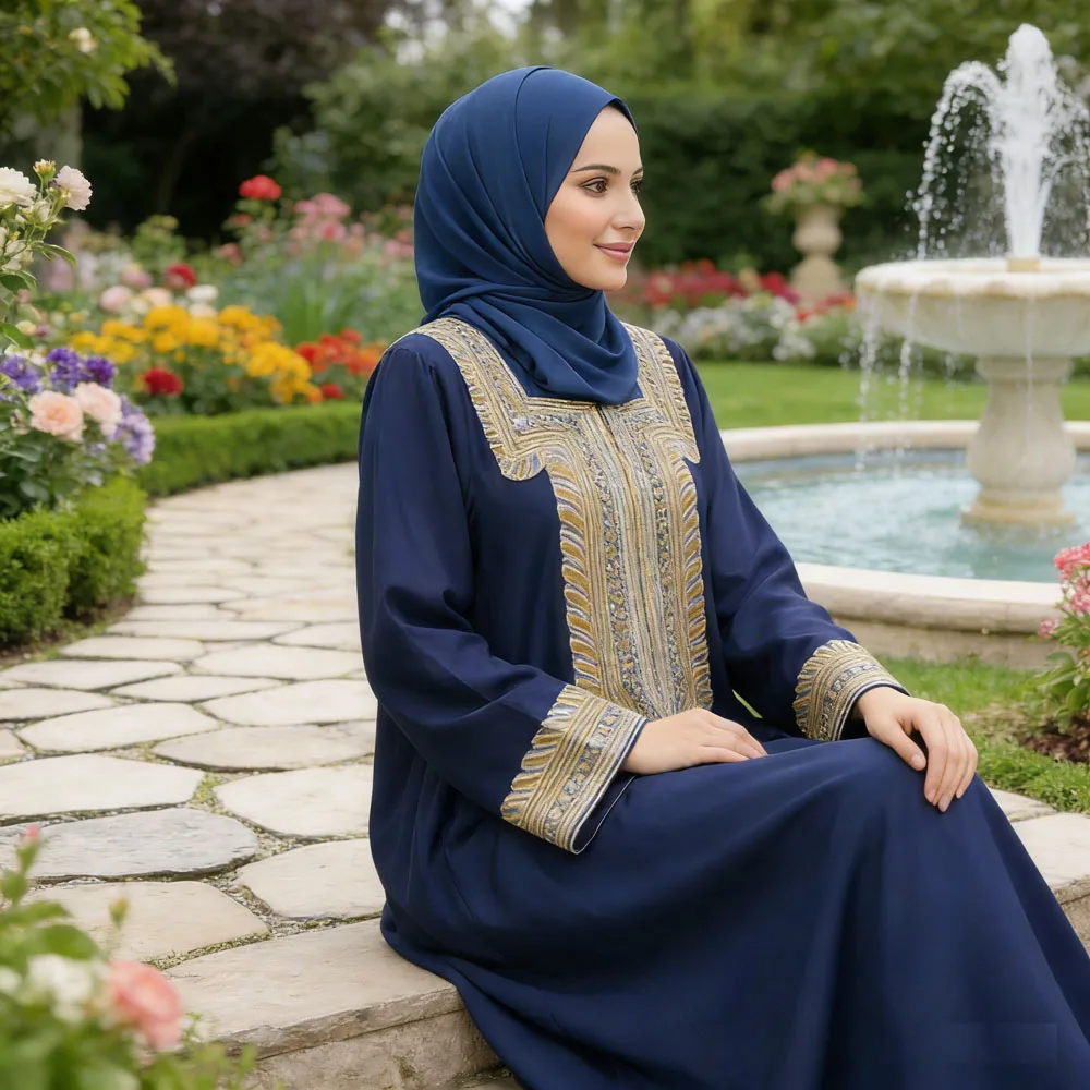 

Ramadan Dubai Sequin Embroidery Abaya Kaftan Women Muslim Maxi Dress Islamic Jalabiya Femme Musulmane Long Robe Party Vestidos