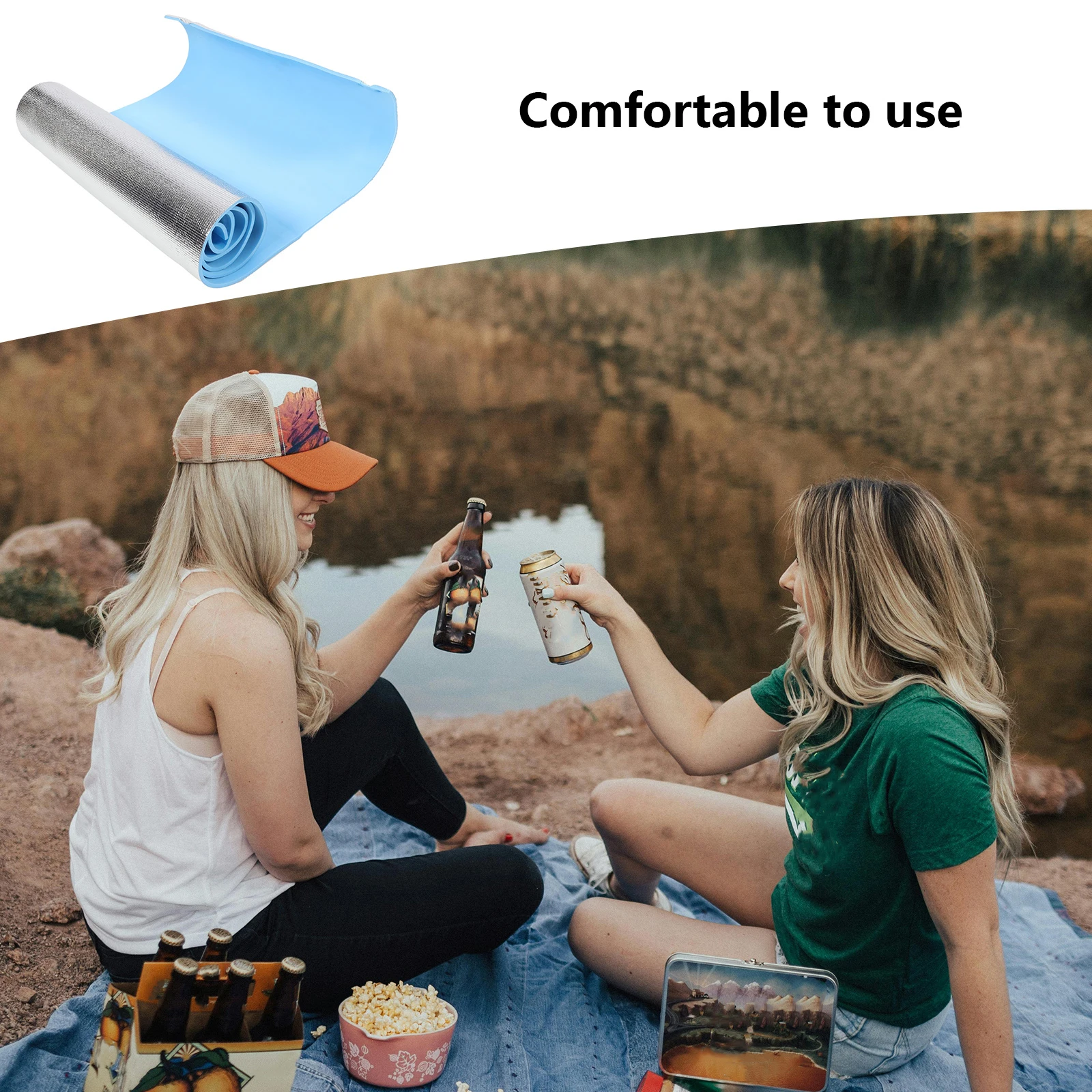 

Waterproof Yoga Mat for Picnic Camping Beach Outdoor Lightweight Aluminum Foil Insulated Portable Dampproof Exercise Mat
