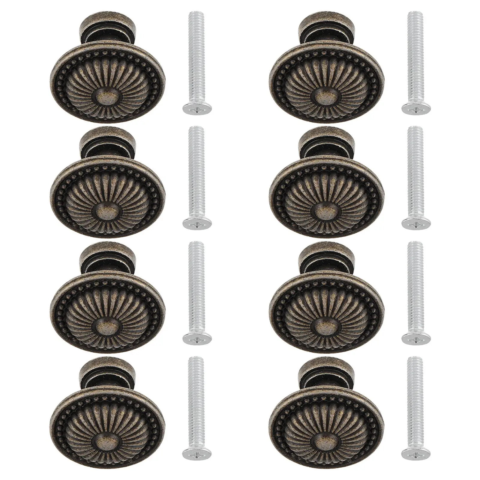8Sets Vintage Zinc Alloy Drawer Knobs Round Floral Cabinet Handle Decorative Furniture Hardware for Cabinet Door