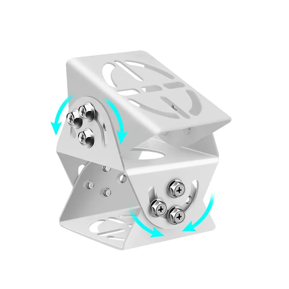 Steel Joint Mount for Security Cameras with 3-Axis Adjustable Design Compatible with LED Lights and Solar Panels White