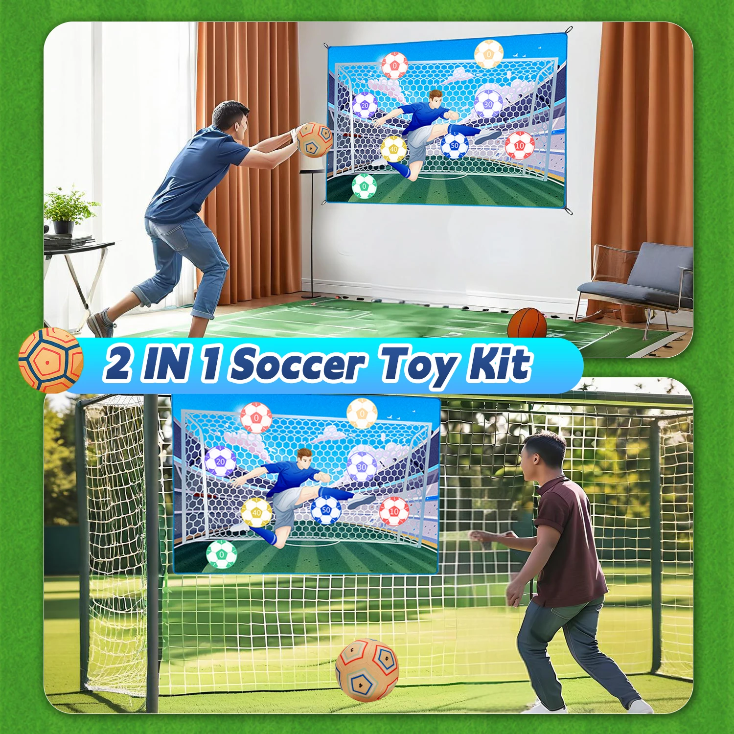 Fußball-Spielmatten-Set, klebriges Fußball-Zielwurfspiel für den Hinterhof im Freien, Sportspielzeug und Geschenk für Kinder ab 3 Jahren