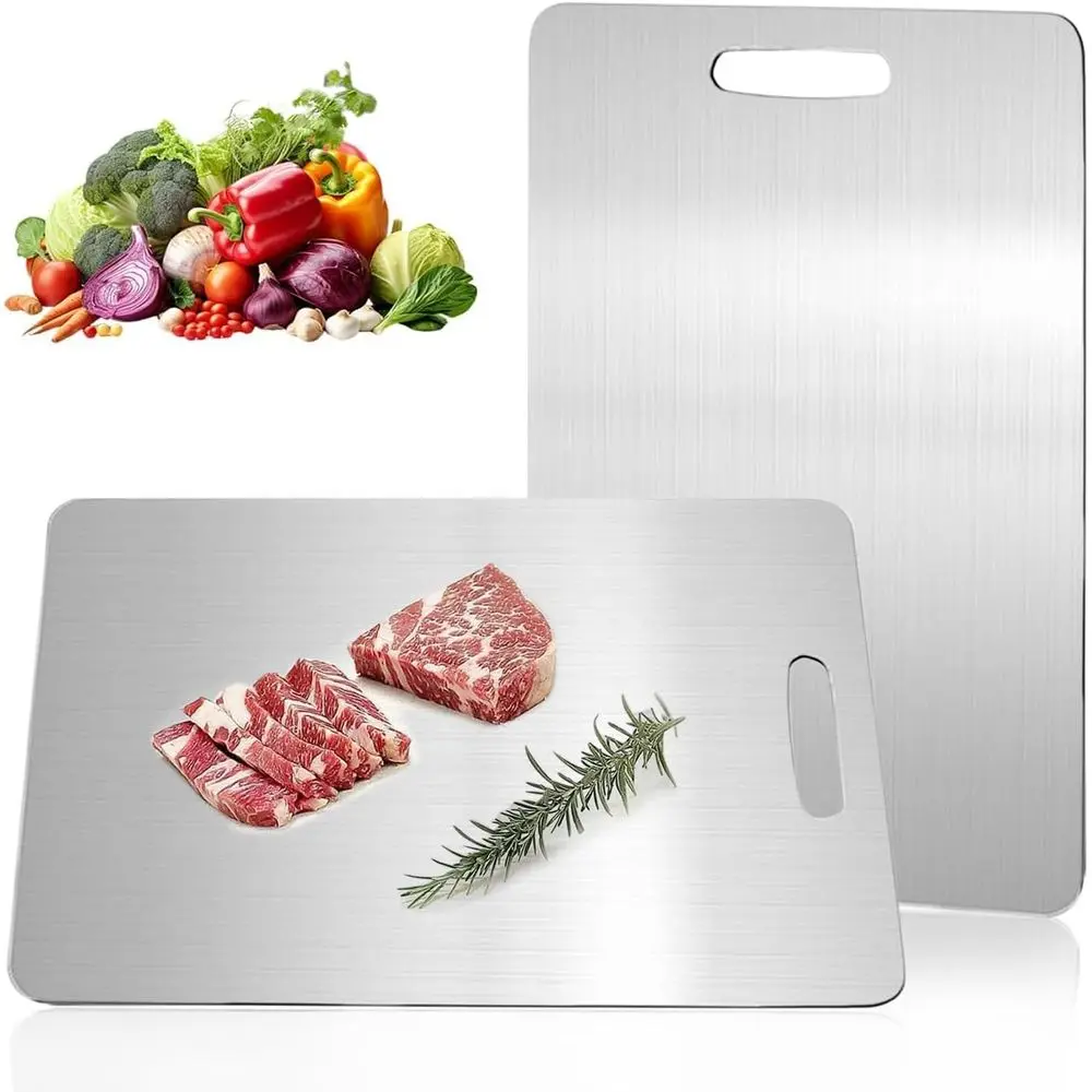 

100% Titanium Cutting Boards, Non-toxic Double-Side Durable Chopping Boards, Easy to Clean and Store (1PC-L:15.35 * 11.02)