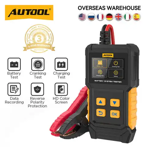 AUTOOL BT360 HD Color Screen 12V Car Battery Tester Analyzer CCA BCI Cranking Charging Scanner Digital Automotive  Battery Tool