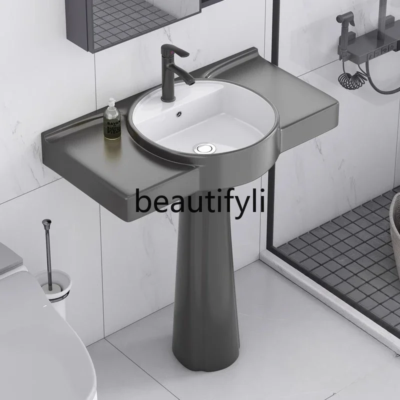 

Column basin Floor-to-ceiling hand wash basin Ceramic household wash basin Balcony integrated