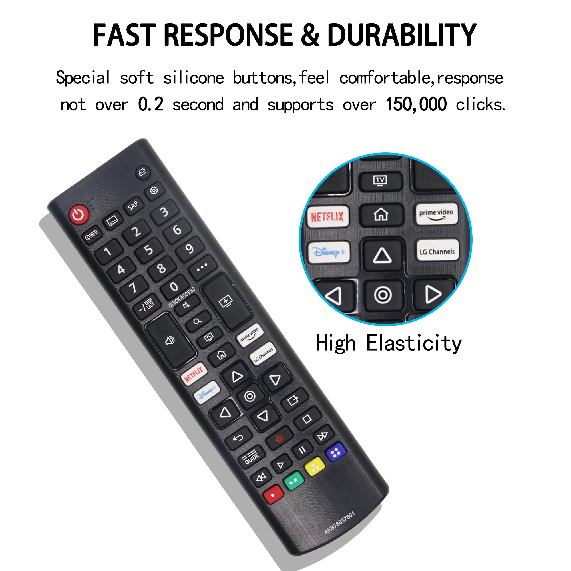 Universal Remote Control AKB76037601 for All Models LG TV LED HD 4K Smart UHD HDTV with Prime-Video Disny Netflx Channel Buttons