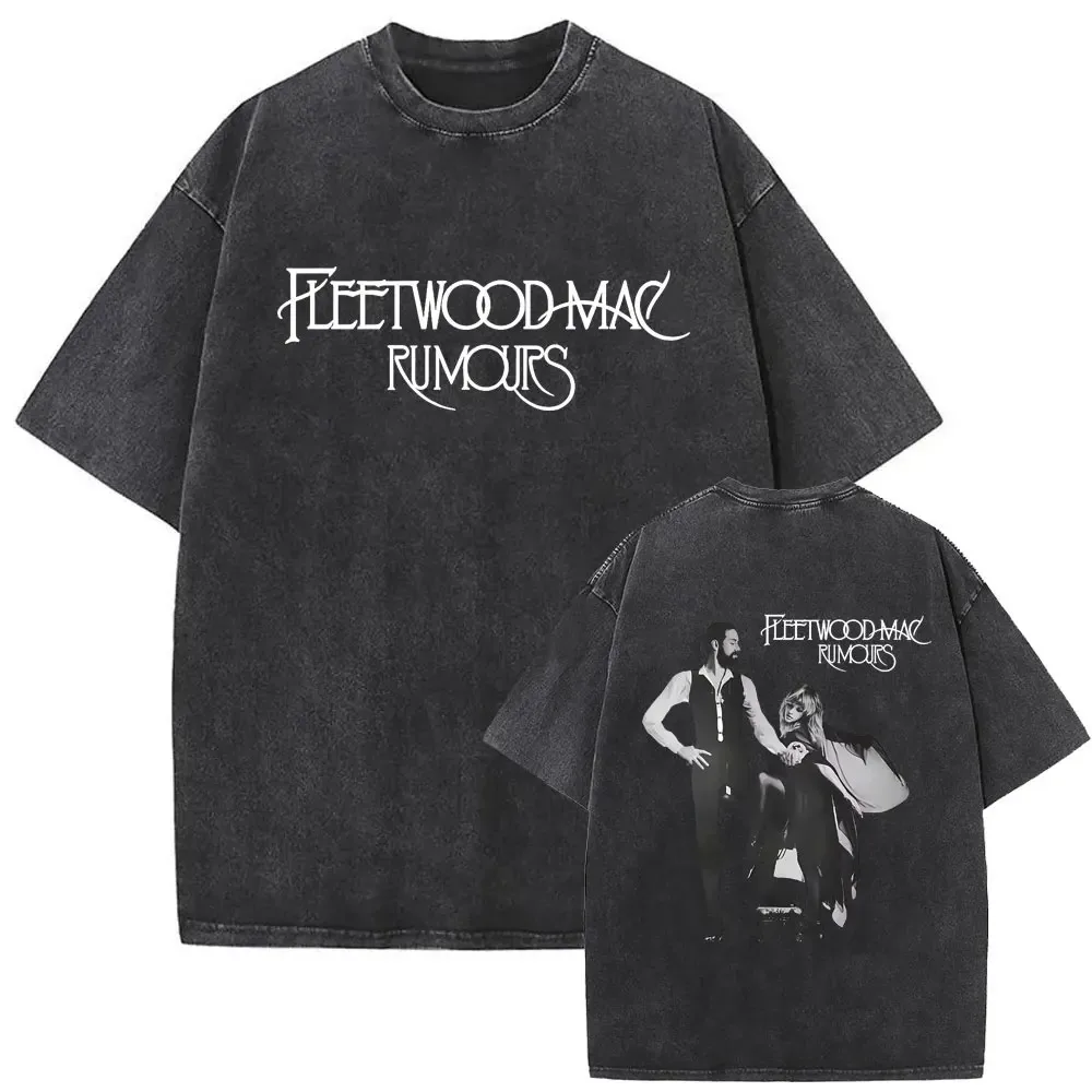 Washed Vintage Rock Band Fleetwood Mac Rumours Graphic T-shirt Stevie Nicks T Shirt Men Women Casual Cotton Oversized T-shirts