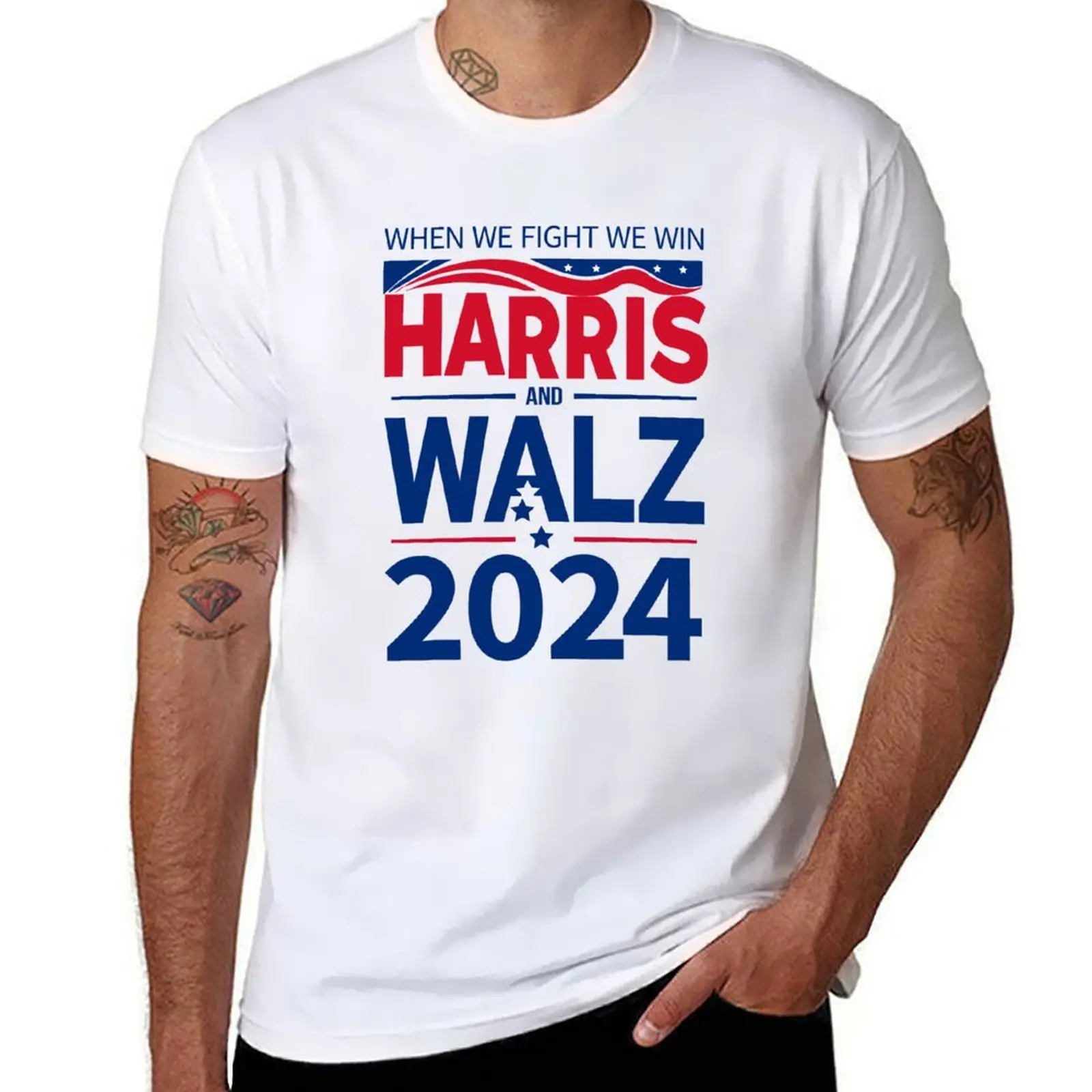 

cotton shirt T-Shirt funny 2024 t t Harris for Walz shirts man