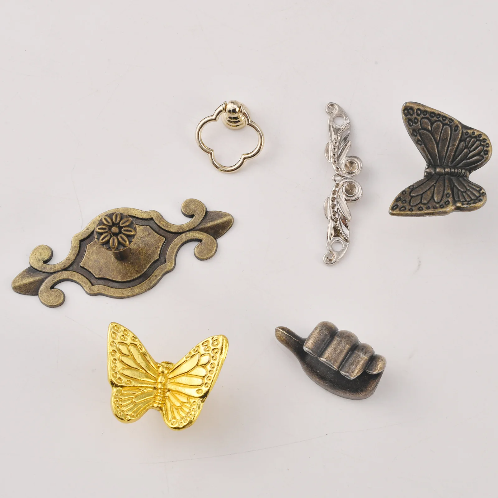 A variety of butterfly vintage zinc alloy single-hole handles, European modern simple cabinets, wardrobes, single-hole handles