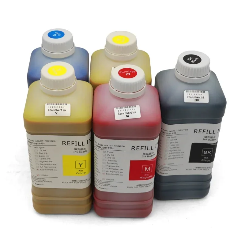 1000ml Eco solvent Ink For Roland Mimaki Mutoh Epson TX800 4720 I3200 5113 DX4 DX5 DX6 DX7 XP600 Printer Printhead solvent Ink