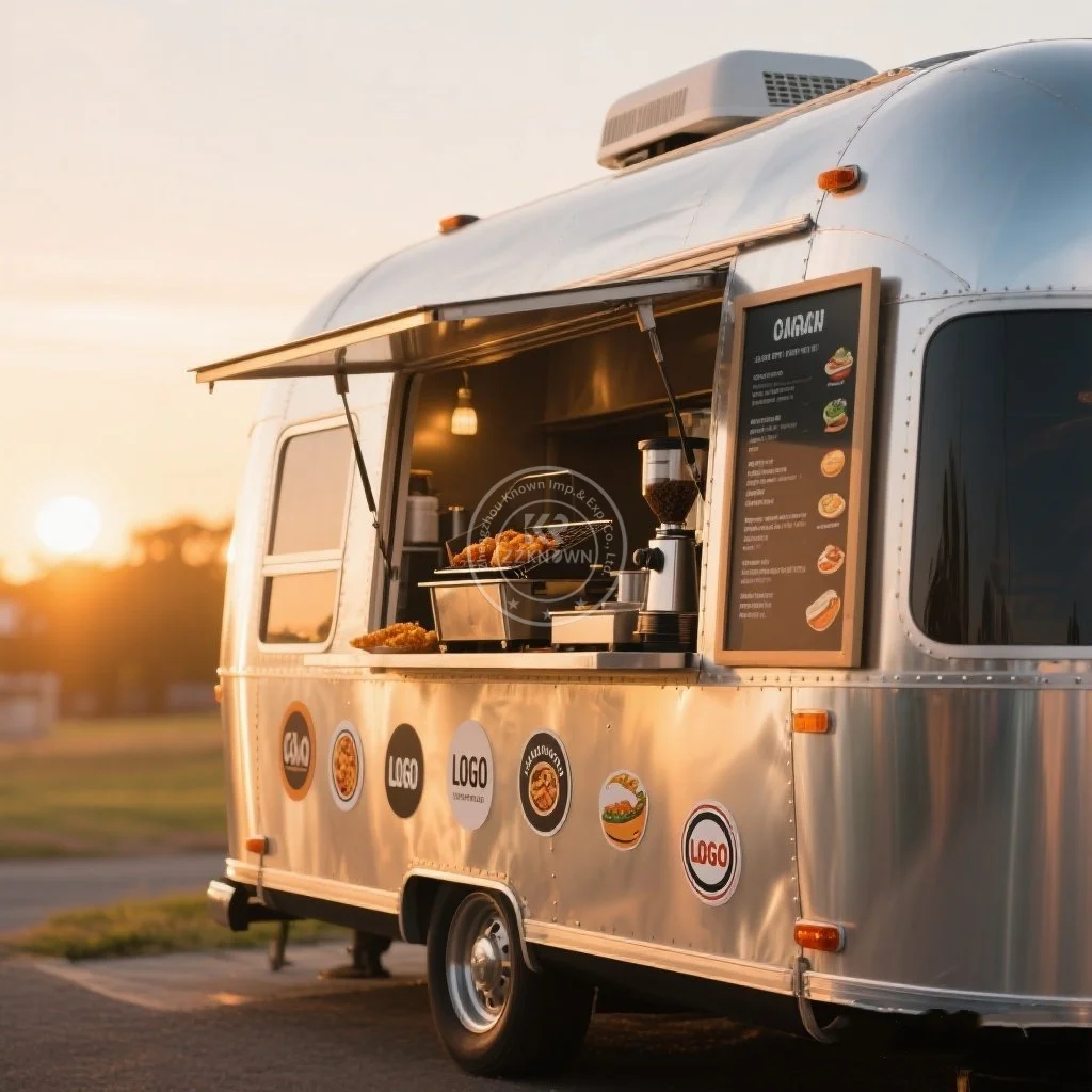 Street Concession Food Trailer Fully Equipped Ice Cream Cart Customized Coffee Kiosk Street Mobile Food Truck With Full Kitchen