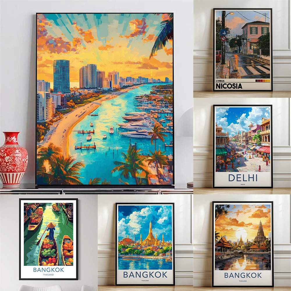 Home Decor Delhi - Retro Bangkok Thailand Poster Delhi India