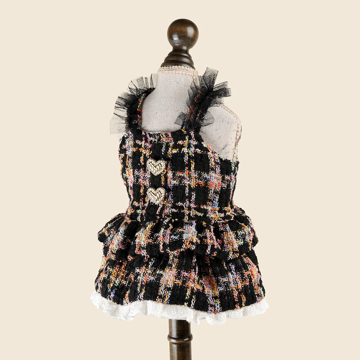 Luxuriöses Rosen-Hundekleid für den Winter, dickes Prinzessinnenkleid mit Schleife, Hochzeitskleid für kleine Haustiere, Katzenkostüm, Rock für Terrier, Yorkies, Mops – Detail 4