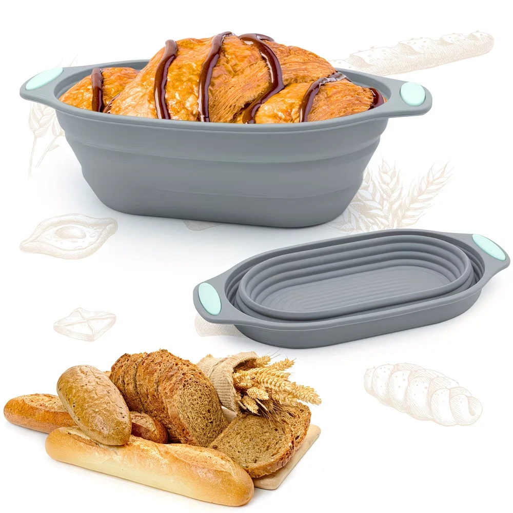 Recipiente para fermentar masa, tazón de silicona de grado alimenticio para fermentar masa - superficie antiadherente, cesta reutilizable para fermentar pan - plegable