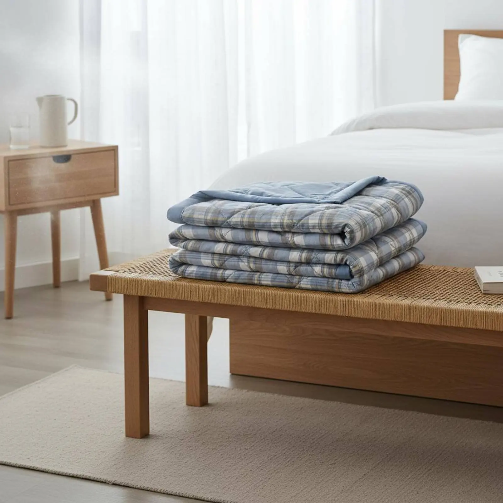 Air Conditioner Quilt Lightweight Washed Cotton Quilt Summer Blanket Quilted Cooling Comforter Moisture Absorbent
