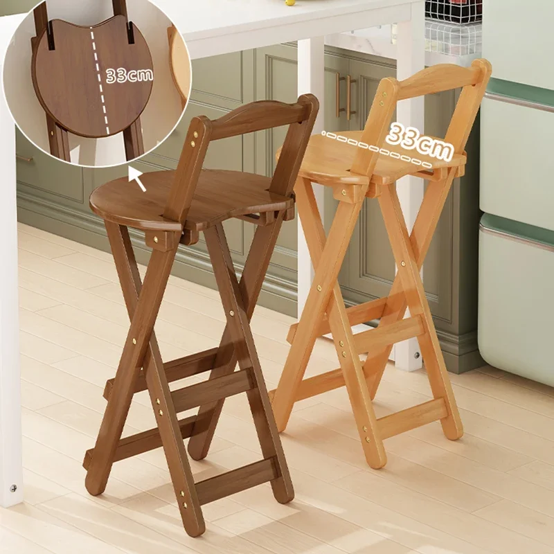 Portable bar stools, high stools, living room dining table chairs, folding stools, small size with backrest for home use.