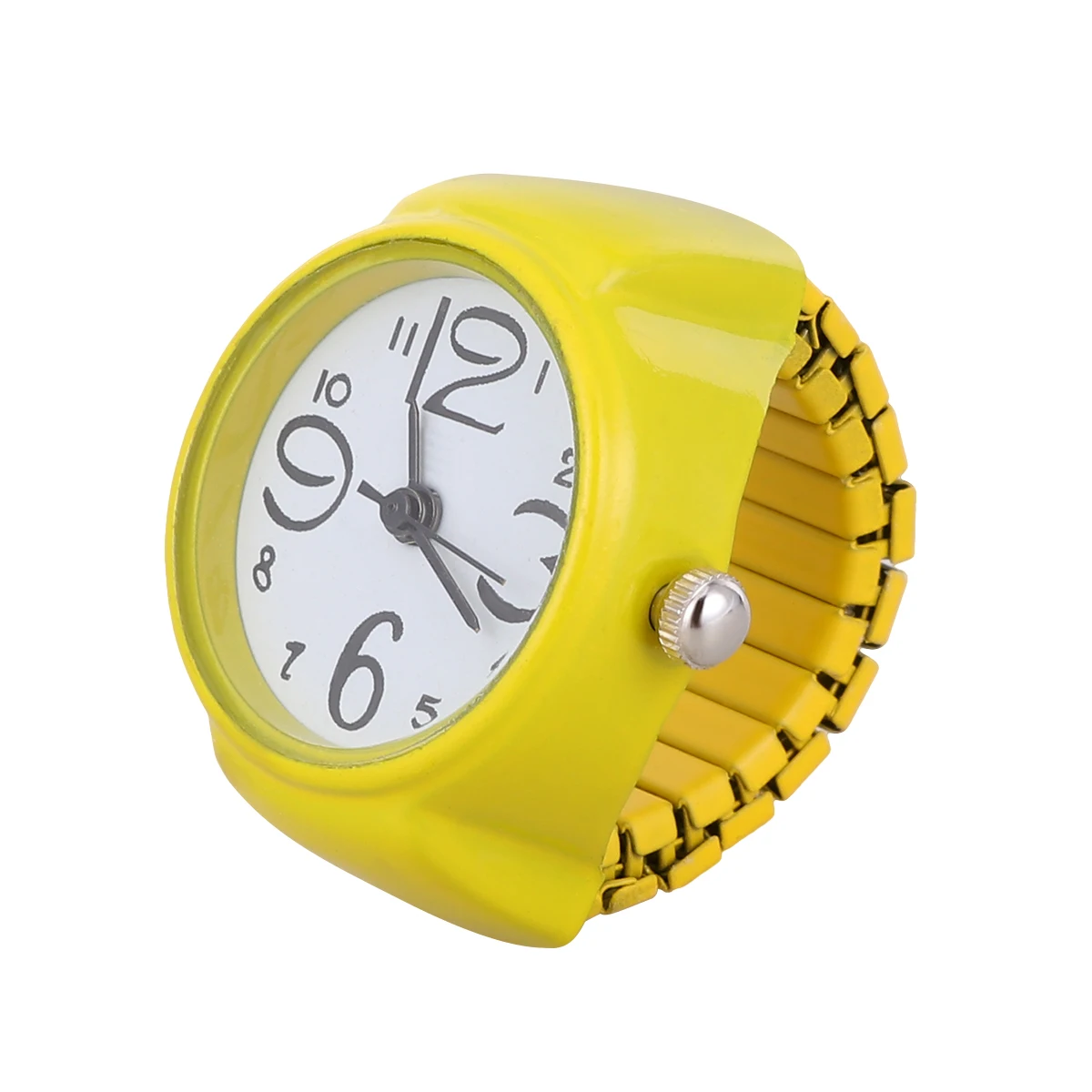 

Watch shaped Ring Round Yellow Watch Finger Ring for Men Women Unisex Stretch Elastic B Novelty Gift Birthday